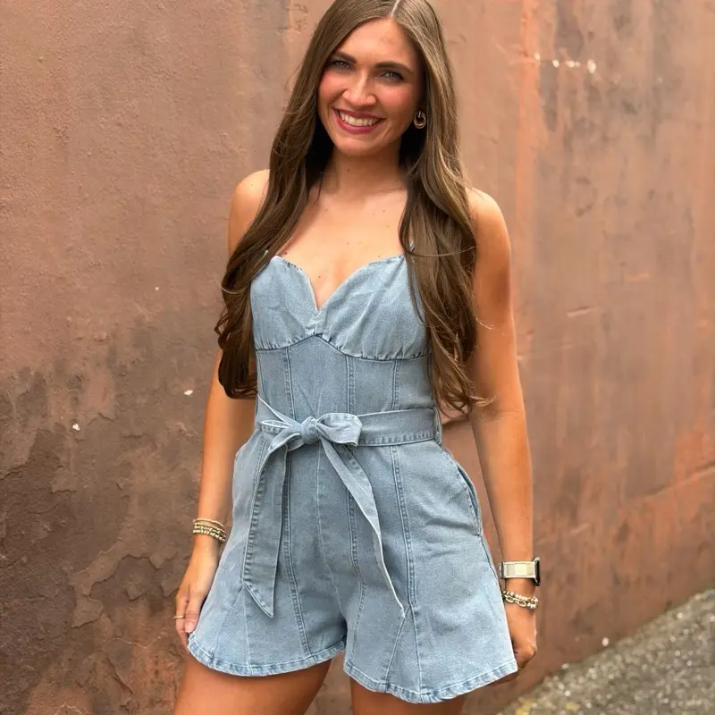 Acid-Wash Skirt Romper Denim - Denim Romper - Women’s Rompers - Western Wear - Country Music Concert Outfit Inspiration - Nashville Outfit