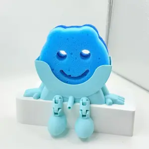 Cute Smile Sponge Holder, Hanging Drain Pipe with Drain Hole for Kitchen Sink, Decorative Storage Organizer Made of Plastic