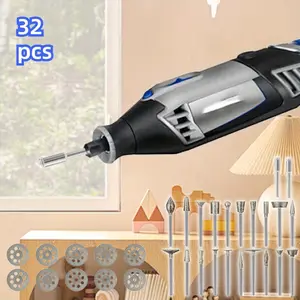 Stone Carving Set Diamond Burr Bits,32PCS Polishing Kits Rotary Tools Accessories with 1/8’ Shank for Carving, Engraving,Grinding,Rocks, Jewelry, Glass, Ceramics