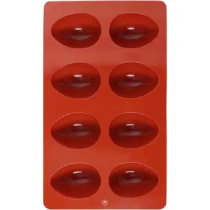 1 Pack Silicone Egg Molds 8 Cavity Easter Silicone Candy Mold 3D Egg-Shaped Silicone Baking Mold for Chocolate, Jello, Mini Cakes, DIY Desserts, Candy, Ice, Pudding, Baking (1, Brick Red)