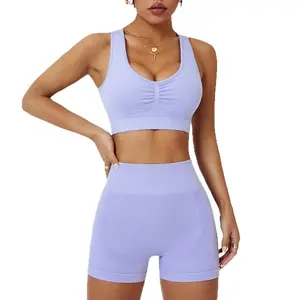 New cross I-shaped beautiful back nude feeling sports fitness running high waist shorts yoga suit cross beautiful back Set Leggings Butt Scrunch Seamless men tracksuits summer thermal