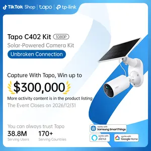 TP-Link & Tapo C402 Kit Solar-Powered Outdoor Security Camera,180-Day Battery OR Forever Solar!  | 1080P Color Night Vision | Free Person Detection | No Hub Needed | Alexa & Google Compatible