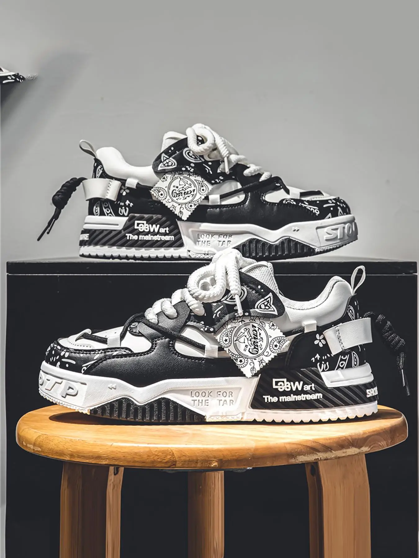 Men's Fashionable Letter Print Lace Up Low Top Stylish Sneaker, Casual Comfortable Sports Shoes for Daily Wear, Breathable Non-slip Footwear Sneakers,