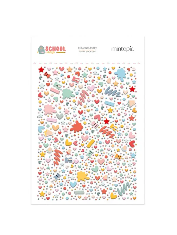Mintopia Studio School Days Puffy Stickers - Modern Basic Design 16.5cm x 21.5cm for Planners Notebooks & Backpacks