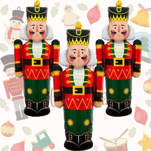 3pcs Giant Foil Nutcracker Soldier Balloons for Christmas Holiday Xmas New Year Winter Birthday Party Decorations Supplies