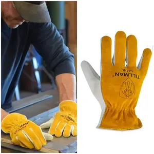 Tillman 1414 Top Grain/Split Cowhide Back Drivers Glove - Natural Hand Shape Design, Keystone Thumb Pattern, Durable Double Stitching, mig tig arc