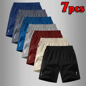 Men's Quick-Dry Breathable Running Shorts Set - Lightweight Ice Silk Fabric, Casual Summer Beach Outdoor Sports Gear with Zipper Pockets, Summer Activewear | Loose Fit Shorts | Breathable Fabric, Sporty Design, Suitable for Outdoor Running Workouts & Ever