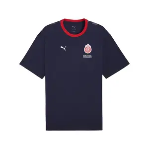 PUMA Mens Chivas Graphic Relaxed Crew Neck Short Sleeve Casual Tops Casual - Blue