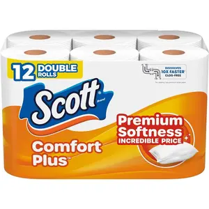 Toilet Paper 12 Double Rolls, 231 Sheets per Roll, Septic-Safe, 1-Ply Toilet Tissue