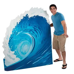 53" x 66" Rolling Surf Ocean Wave Blue Cardboard Cutout Stand-Up