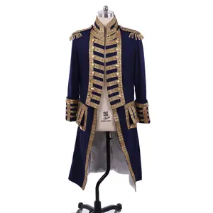 Men's 18th Century Colonial Military Uniform Tailcoat Jacket, Medieval Officer George Washington Costume, Historical Reenactment Clothing