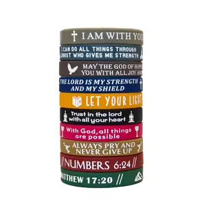 Christmas Jewelry Christian Bible Verses Silicone Wristbands - 10/20 Pcs for Men & Women - Popular Faith Rubber Bracelet - Religious Bangle