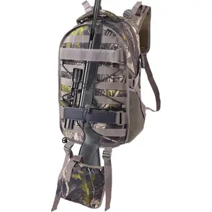 Hunting Camo Backpack with Waterproof Rain Cover, Bow and Rifle Holder for Camping, Hiking