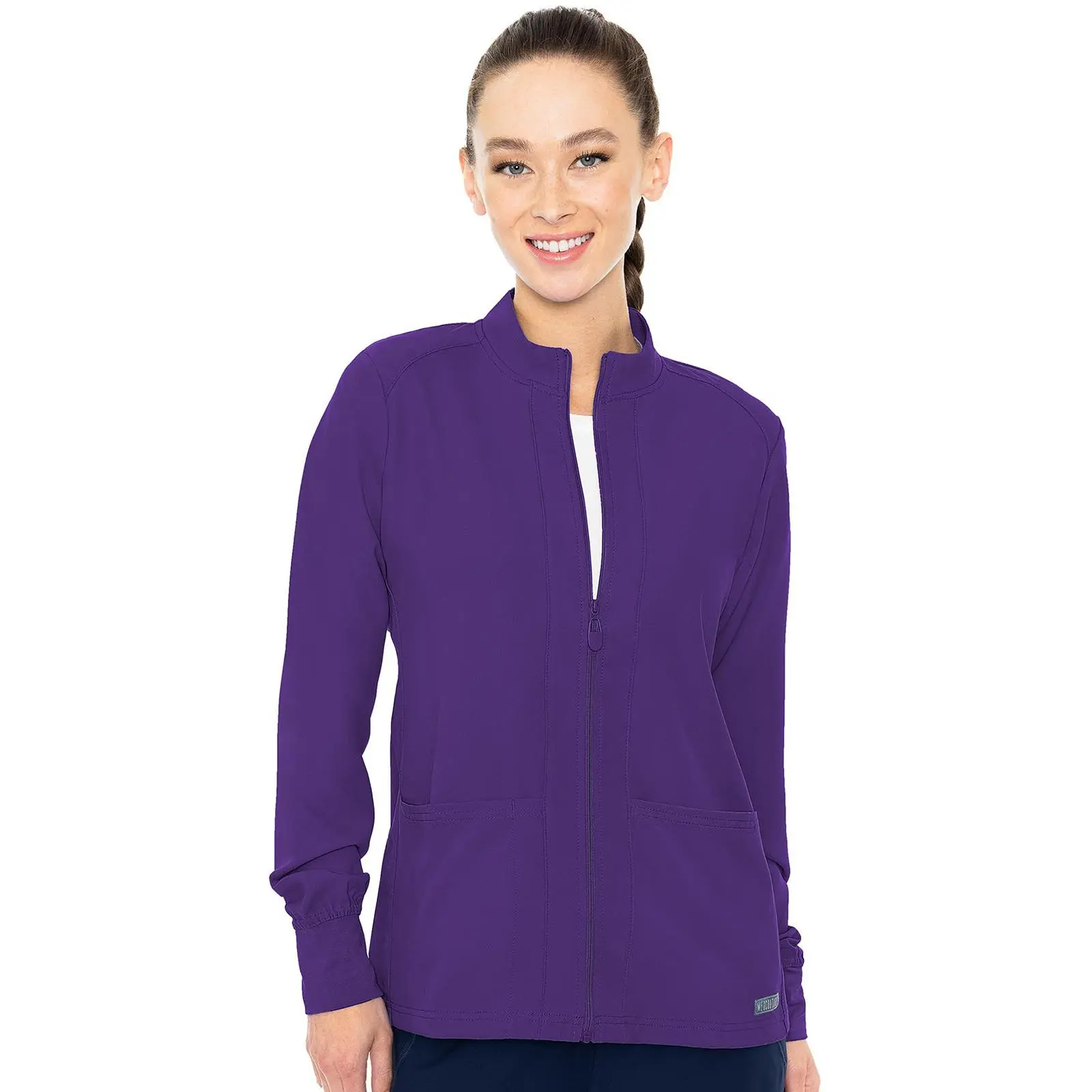 Med Couture Insight Zip Front Warm-Up With Shoulder Yokes Scrub Jacket