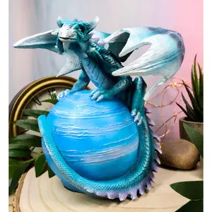 Ebros Celestial Galaxy Planet Mercury Terrestrial Blue Guardian Dragon Figurine Decor