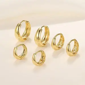 ETCCMER 3Pairs 14K Gold-Plated 8mm/10mm/12mm Hoop Earrings Set for Women Hypoallergenic Small Huggie Hoops Lightweight Cubic Zirconia Earrings for Multiple Piercing