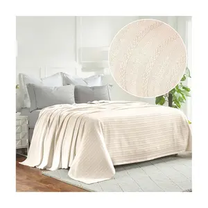 Superior Clara Cotton Textured Striped Woven Blanket,Cal King