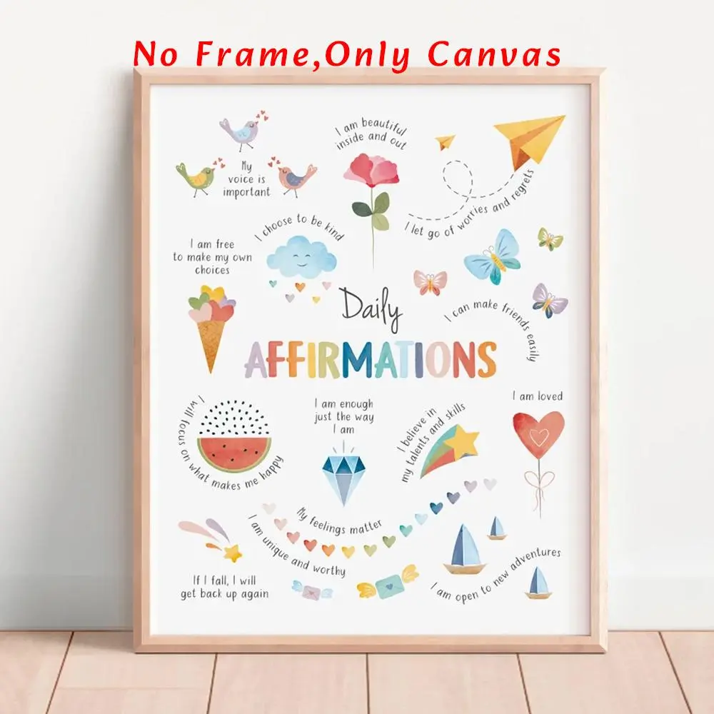 Affirmations Wall Art, Canvas Wall Art without Frame, Decorative Wall Art, Wall Decor for Home Living Room Bedroom, Home Decor, Room Decor, Bedroom Decor, Poster, Unframed Art Print, Artwork