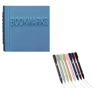 2-Piece Set 8 Dual-Ended Curve Drawing Pens, 3D Printed Book Bookmark Holder, Perfect for Sketching, Desk Organization, Gift Idea