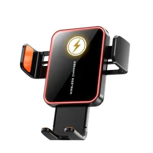 Car Wireless Charging Phone Stand 15w Fast Charge, Compatible with Multiple Phone Models, Smallest Wireless Charger Holder, Multi-Color Ambient Lights