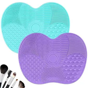 Silicone Makeup Brush Cleaning Mat 2 Pack – Portable Cosmetic Brush Cleaner Pad with Suction Cup for Deep Makeup Brush Washing