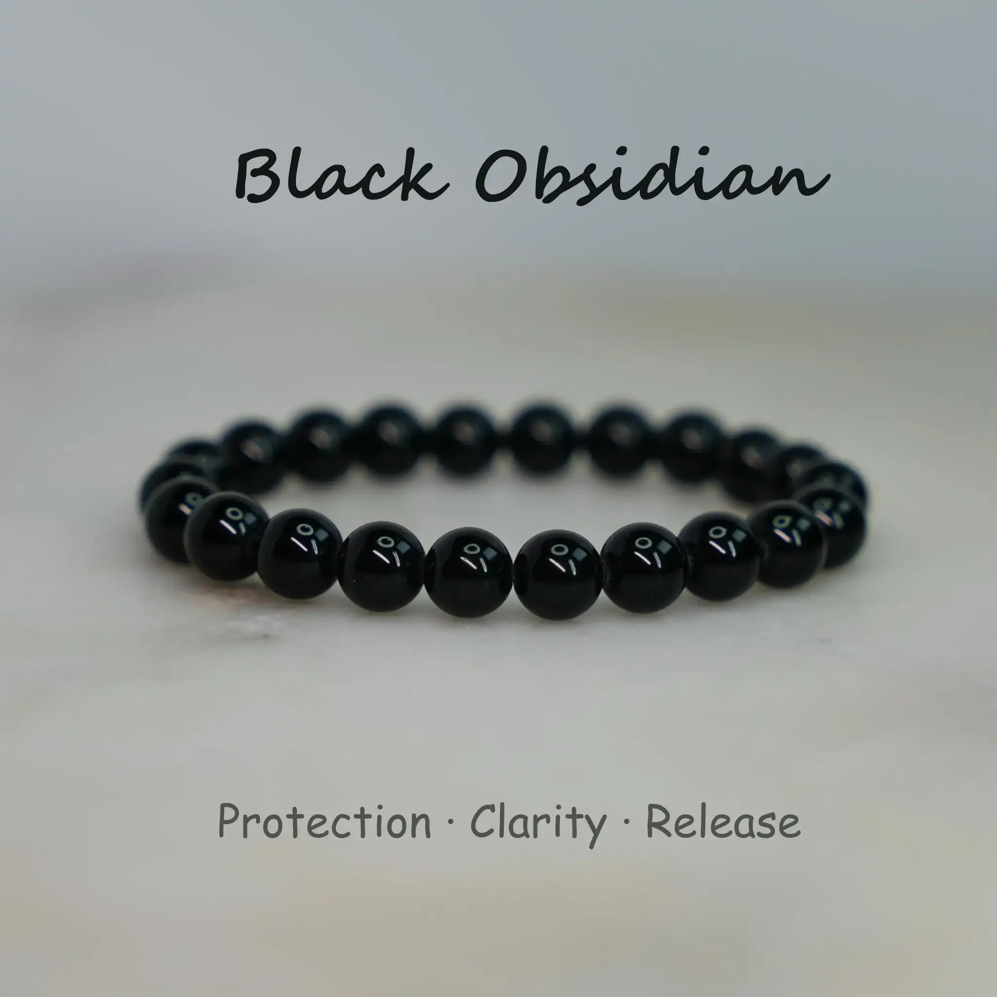 Black Obsidian Bracelet Natural Crystal Bead Fashion & Elegant Jewelry Protection Energy Cleansing Healing Stone for Men Women