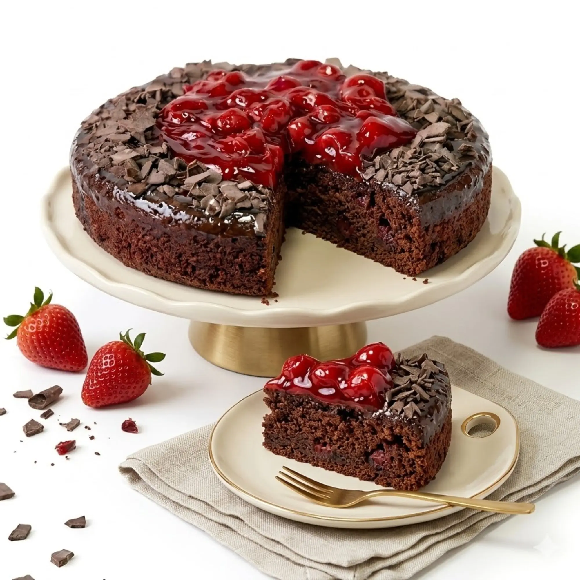 Andy Anand Chocolate Strawberry Cake, 9-Inch, 2.5 lb – Freshly Baked, Rich Chocolate & Strawberry, No Preservatives, Birthday Gift Box