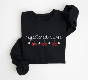 Coquette Registered Nurse Sweatshirt, Daisy Cherry RN Nurse Sweater, Nursing Crewneck, Graduation Gift For New Nurse, Floral Nurse Shirt, ER RN Tee