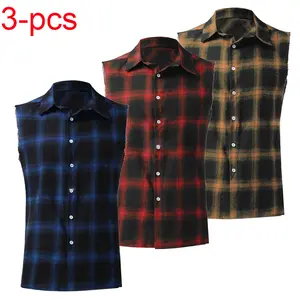 Summer men’s 3-piece set: sleeveless shirt and casual buttoned denim vest—trendy fashion, comfortable fabric that’s easy to match, suitable for everyday or outdoor wear #SummerVibes