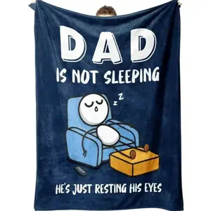 Funny Dad Sleeping Throw Blanket - "Dad Is Not Sleeping, He'S Just Resting His Eyes" - Soft Flannel All-Season Couch & Office Blanket - Birthday, Father'S Day, Birthday Gift For Dad - Funny Laziness Prank Present - Cozy Home Decor For Dad