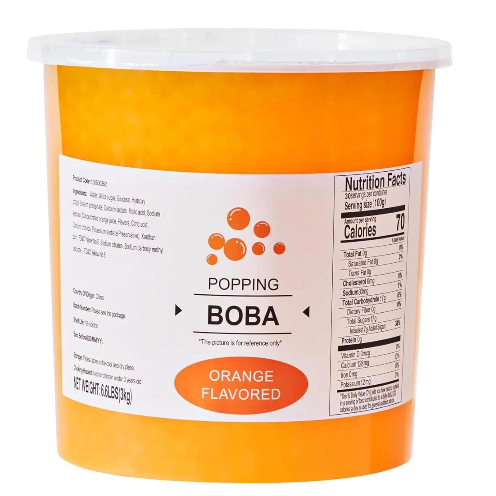 Soeos Orange Popping Boba Pearls, 6.6 lbs (3000g), Bursting Boba Pearls for Bubble Tea, Desserts, Yogurt and Ice Cream Topping, Ready-to-Eat
