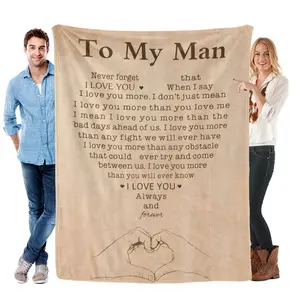 To My Man 'I Love You More' Sentimental Flannel Blanket – Romantic Love Message from Girlfriend/Wife | Ultra Soft Plush Throw Blanket for Bedroom, Living Room | Perfect Gift for Boyfriend, Husband for Anniversary, Birthday, Valentine's Day