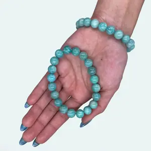 Faiza Naturals Blue Amazonite Bracelet for Daily wear, unisex, crystal protection, latina accessories, mental clarity, spiritual growth, energy work, aura healing, emotional balance, powerful gemstone