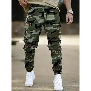 Men's Camo Print Pants, Regular Fit Casual Comfy Trousers for Outdoor Hiking, Men's Bottoms for All Seasons, Camo Joggers, Casual Sports Trousers