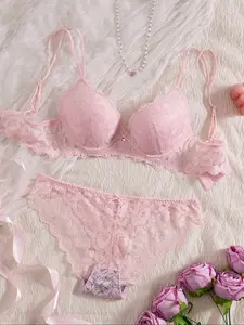 Women's Sexy Sweet Gathered Bra Set, Large Bust Looks Small, Steel Ring Support Lift, Multiple Sizes, Perfect Holiday Gift, Fit, Underwear