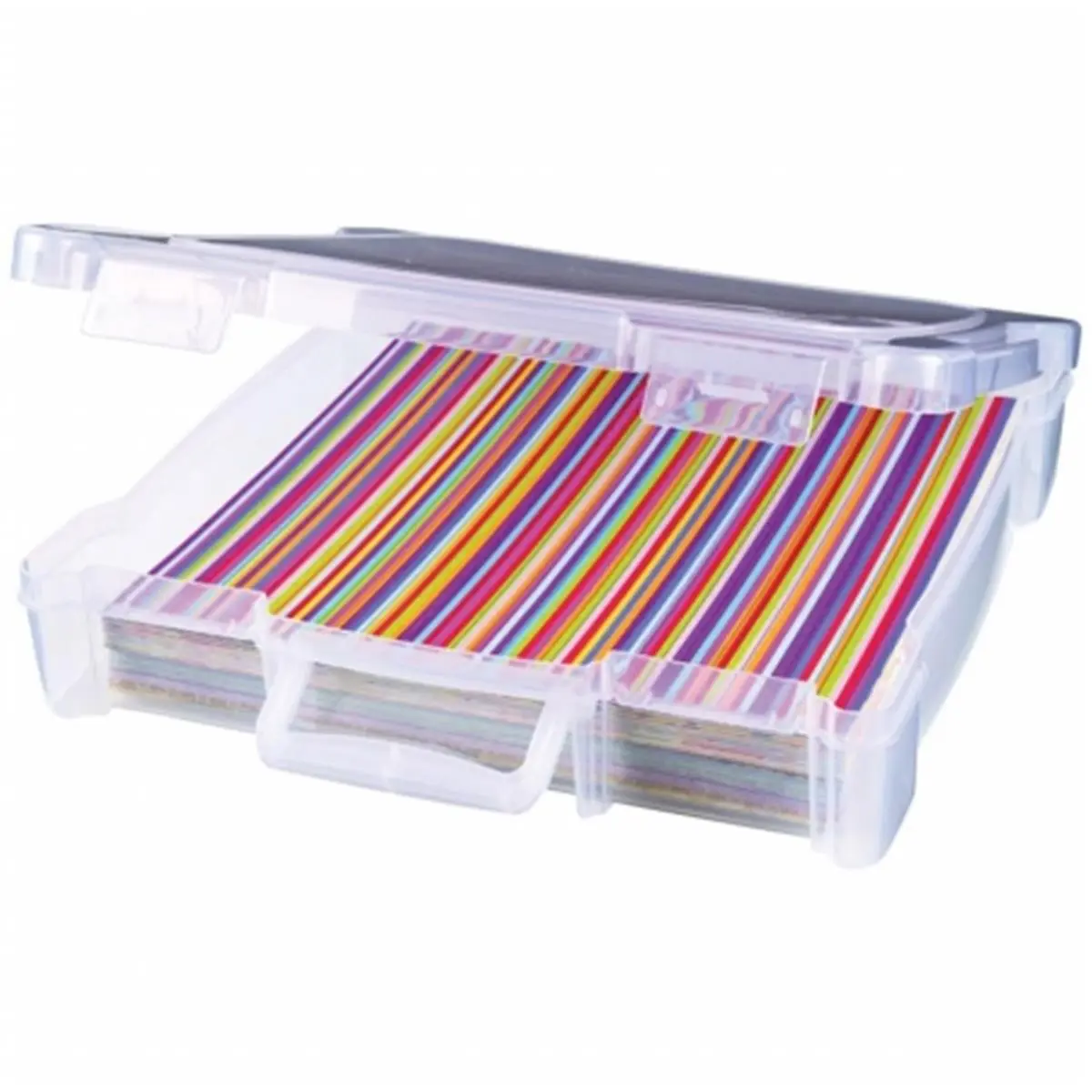 212 MAIN Lockable Translucent 12"x12" ArtBin Home Storage Organizer Box with Handle, Secure Latch for Scrapbooking Papers