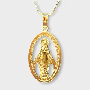 Virgin mary miraculous medal gold plated rose necklace chain