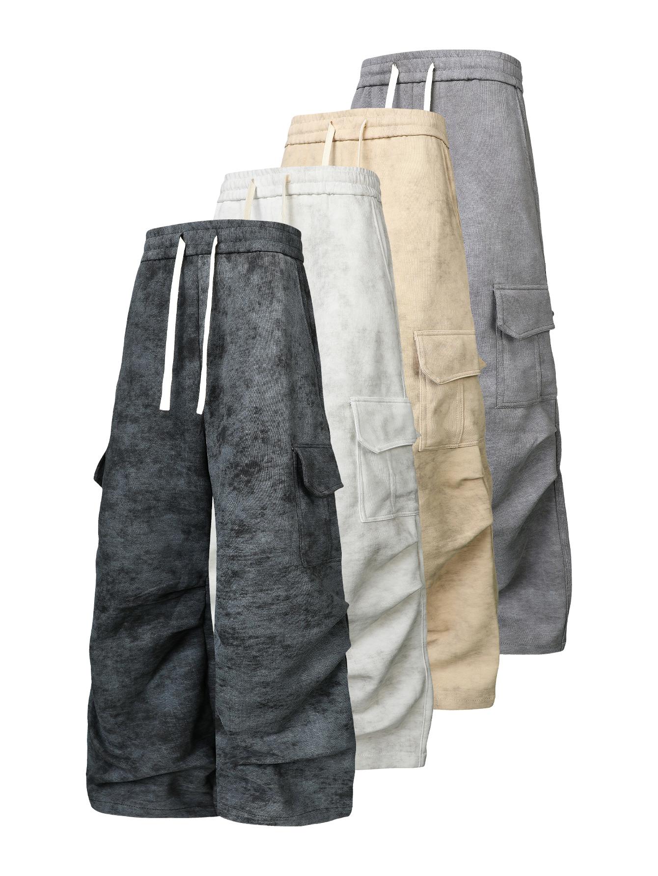 CCCMAI Men's Camouflage Multi-Pocket Cargo Pants Loose Fit Casual Drawstring Trousers for Daily Wear Fashion Athletic Long Pants for Autumn Winter Essential Menswear for Outdoor and Street Style