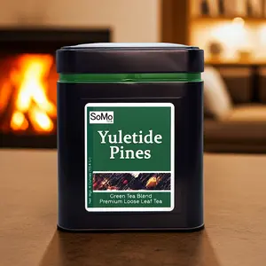 SoMo Tea Yuletide Pines Green Tea Blend Premium Loose Leaf Tea with Chinese Sencha & Japanese Bancha for Festive Holiday Spirit Sweet Beverage