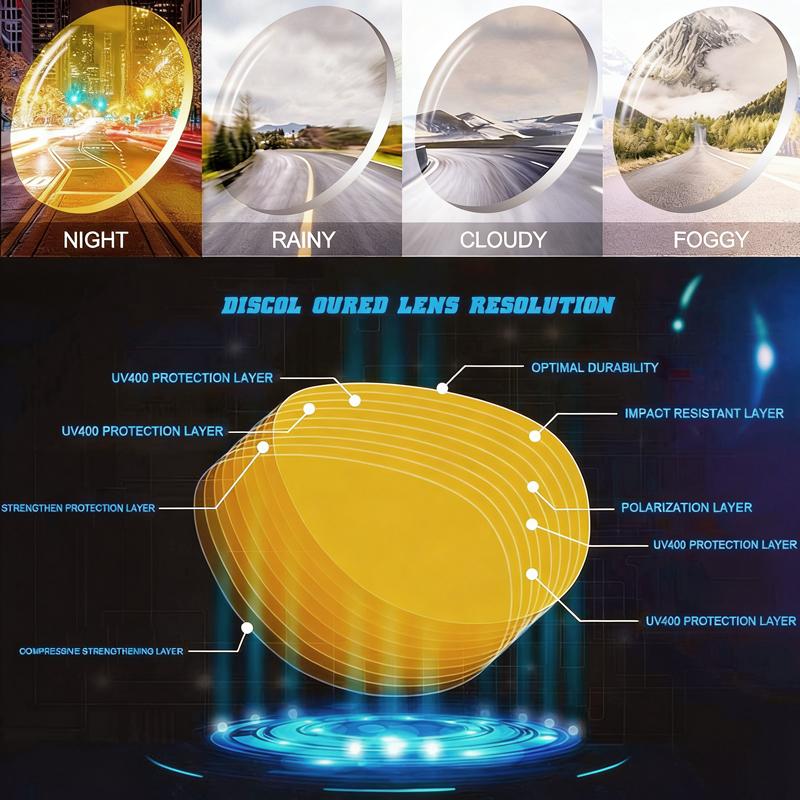 【dealsforyoudays】Paleshy HD Polarized Photochromic Sunglasses UV400 Protection, Unisex 2026 Summer Retro Oversized Simple Square Frame Fashion Accessories, Outdoor Sports Driving, Fishing, Golf, Running, Climbing Day Night Safety Glasses