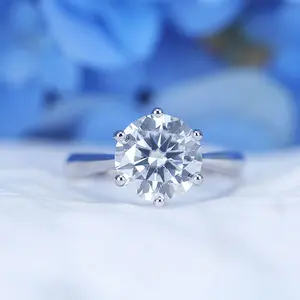ShineofDiamond Classic 6 Prong Round Cut Moissanite Ring luxury engagement ring everyday glamour