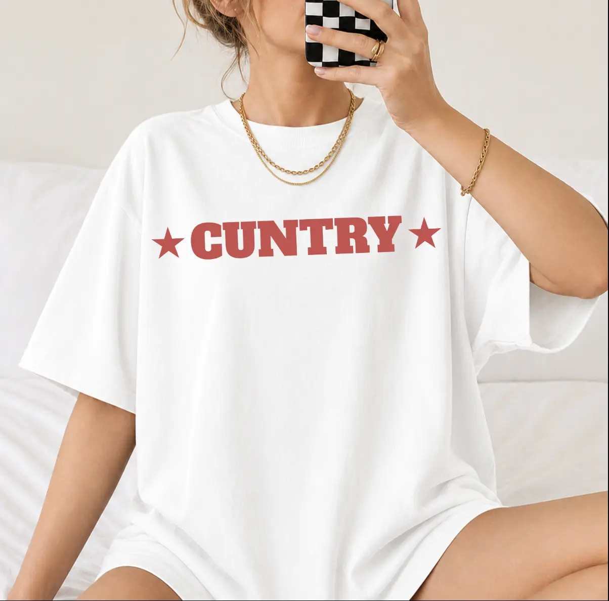 Funny Cowgirl Graphic T-Shirt for Women, Casual Western Round Neck Cotton Tee, Country Rodeo Style Gift