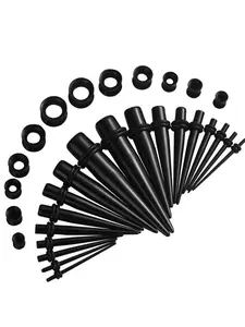 30pcs UV Acrylic Ear Taper Plug Set with Silicone Ear Tunnels, Body Piercing Jewelry Ear Expander Stretcher Kit, Ear Gauge Tunnels For Hoops