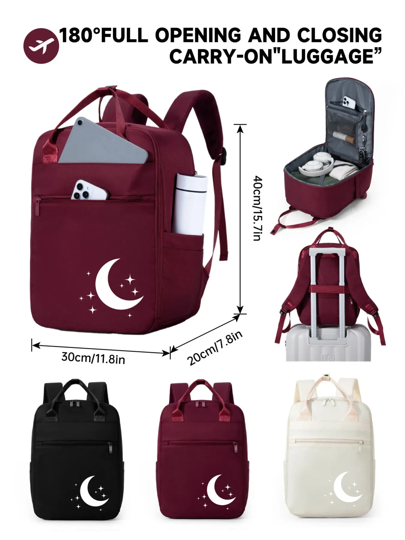 Viz Air Cabin Size 40x30x20cm Convertible Carry-On Luggage, Underseat Carry On Luggage, Bag For Travel, Lightweight Travel Luggage, Fits Under Seat, Holds 14-Inch Laptop, Unisex Solid Color, Tsa Approved