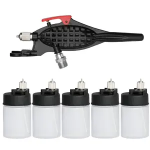 OPHIR 0.3mm Airbrush Kit, Siphon Feed Airbrush Gun with 5X 22CC Airbrush Bottles, M5 Female & 1/8 Male Connector for Model, Craft, Shoes, Temporary Tattoo Airbrushing, Easily Change Air Brush Paints