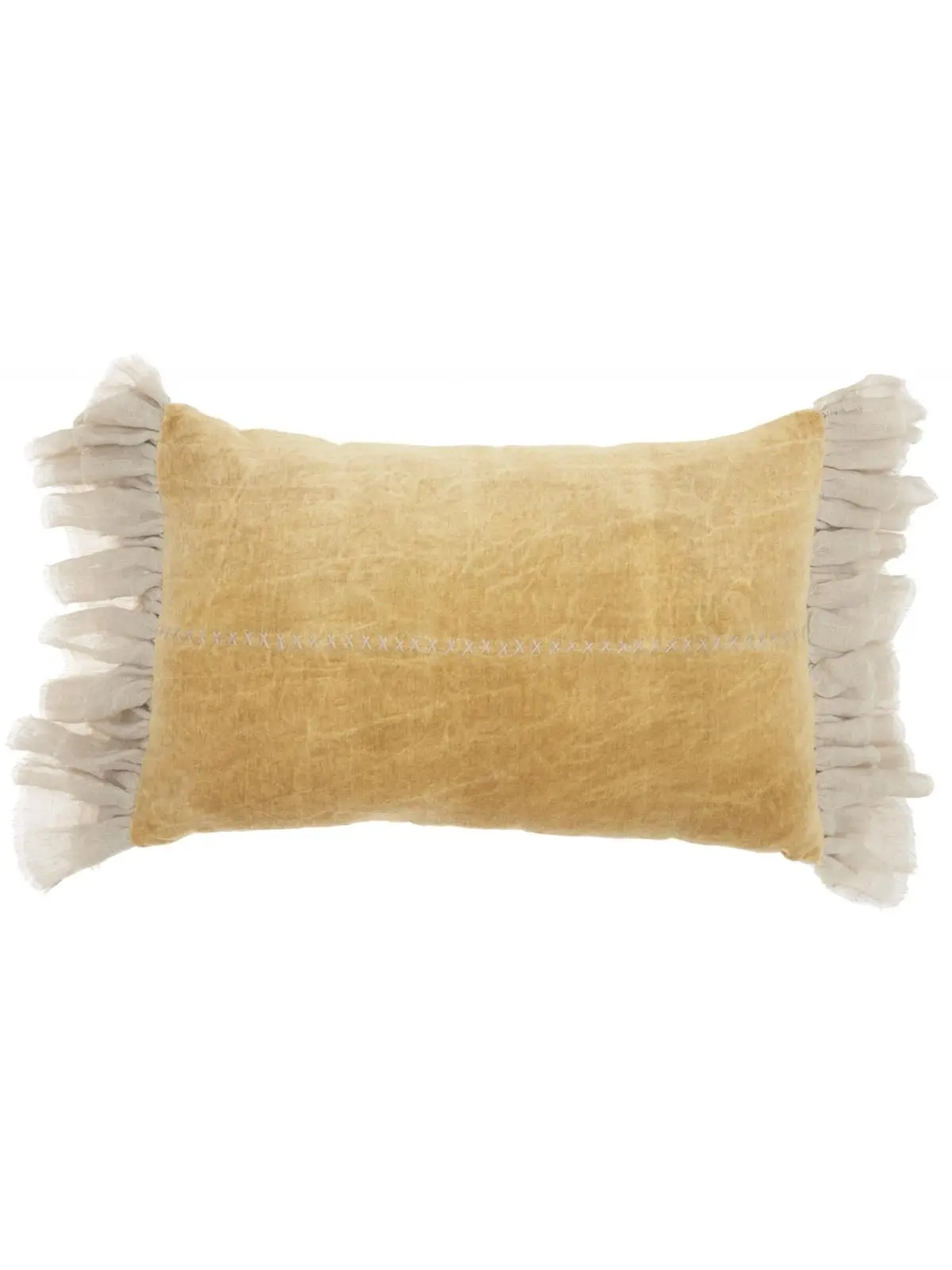 14 x 22 in. Wide Tasseled Marble Yellow Lumbar Pillow