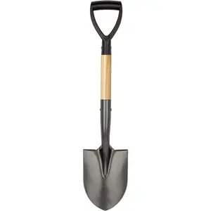 Shovel for Digging, Round Small Shovel with Wooden D-Handle, Metal Garden Shovel for Gardening,