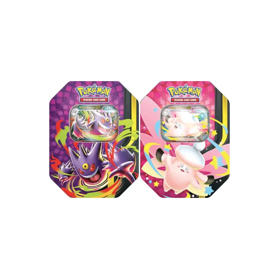 Pokemon English Mega Moonlit Mega Clefable ex & Mega Gengar ex Tin LIVE OPENING
