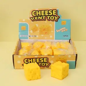 Squishy Cheese Block - Yellow, moldable fidget Toy with Squeeze Feature, Ideal for Play and Relaxation Giant Cheese Squishy - 6/7cm Moldable Non-Rebound & Slow Rebound Fidget Toy