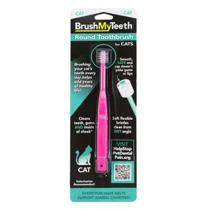 BrushMyTeeth Round Soft Pet Toothbrush for Cats - Flexible Bristles for Safe and Gentle Brushing - 1 Count